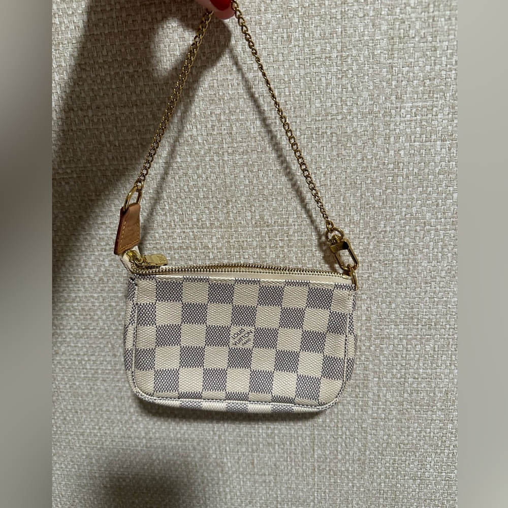 Louis Vuitton mini Damier azur pochette bag